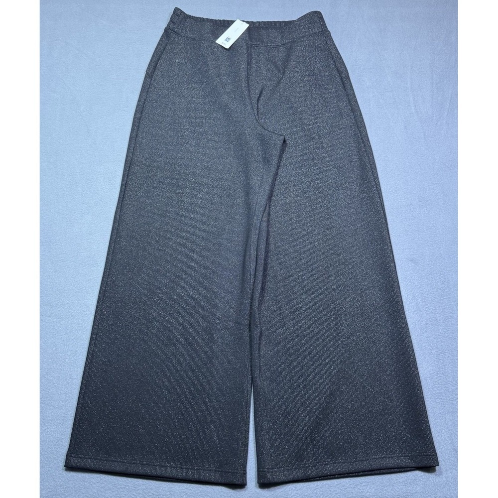Spanx Air Essentials Wide Leg Pants Womens L (30x30) Black Gunmetal Shimmer NEW